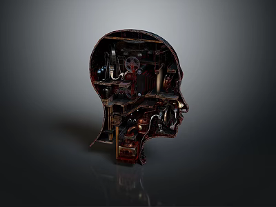Intricate Mechanical Head Structure With Internal Electronic Components And Tech Gear 3d model