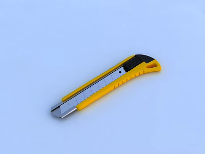 Yellow And Black Utility Knife With Sharp Blade And Ergonomic Handle 3d model
