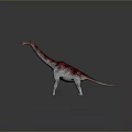 3D Dinosaur Model With White Body Red Spots And Long Neck Standing On Gray Background