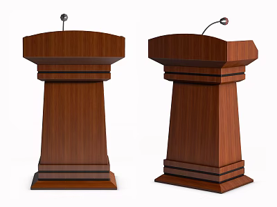 Sturdy Wooden Functional Podiums With Microphones For Public Speaking Presentations 3d model