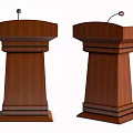 Sturdy Wooden Functional Podiums With Microphones For Public Speaking Presentations