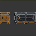 Industrial Metal Storage Crates With Orange And Blue Design And Reinforced Panels