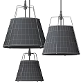 Modern Pendant Lights with Linen Shades and Metal Frames in Beige and Black Tones