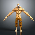 Muscular Bald Head Masked Game Movie Character Shirtless With Yellow Ripped Pants Outstretched Arms