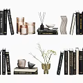 Stylish Home Decorative Ornament Set With Books Candles Diffuser Vase And Bird Figurine