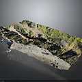 3D Terrain Model Featuring Mountain Ranges Green Vegetation Snowy Areas and Blue Water Bodies