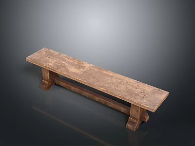 Rustic Wooden Bench With Natural Wood Grain Surface And Sturdy Legs For Entryway Or Dining Area 3d model