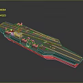 Modern Aircraft Carrier Model With Gray Deck Yellow Runway Lines And Red Hull