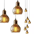 Vintage Style Amber Glass Pendant Lights With Filament Bulbs For Modern Home Interior
