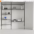 Modern Metal Frame Shelving Unit With Glass Shelves Books And Decorative Items