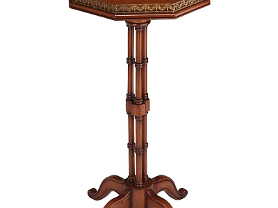 Traditional Wooden Side Table With Carved Decorative Edge And Ornate Pedestal Base Design 3d model