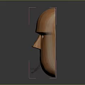 Handcrafted Wooden Animal Mask Sculpture With Smooth Orange Surface And Simple Facial Features