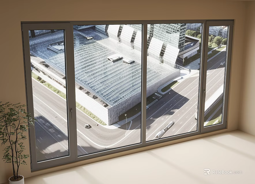 Modern Casement Window Design With Clear Glass And City View Natural Light Interior 3d model 