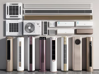 Various Types of Air Conditioners and Fans with Different Styles for Home Use 3d model