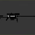 Black Sniper Rifle With Scope And Bipod On Smooth Black Surface With Gray Gradient Background