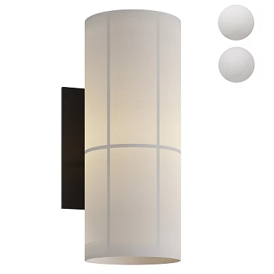 Modern Minimalist Chandelier With White Fabric Shade Gray Lines And Black Base 3d model