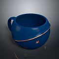 Blue Decorative Cup With Gold Stars And Gold Rim For Everyday Use