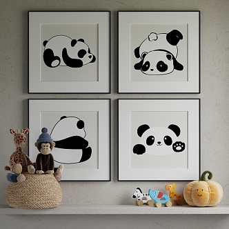 Modern Animal Painting Children's Room Mural 3d model