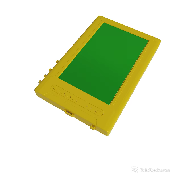 Portable Yellow Electronic Device With Green Screen And Control Buttons 3d model 