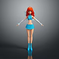 Red Haired Fairy With Blue Outfit Wings White Gloves And Blue Boots