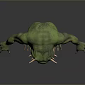 Fierce Green Monster Game Movie Character With Sharp Teeth And Clawed Limbs