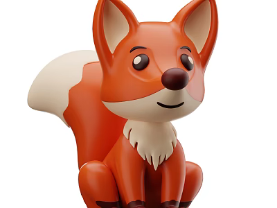 Cute Cartoon Reptile Character With Orange Body And White Belly Sitting Position 3d model