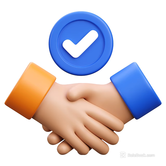 Two Hands Shaking With Blue Checkmark Symbolizing Agreement And Partnership 3d model