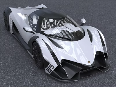 White And Black Supercar With Race Number 15 Aerodynamic Design 3d model