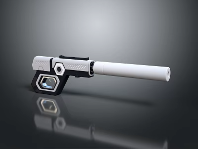 Futuristic Modern Weapon With Sleek White Barrel And Black Grip Design 3d model