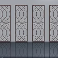 Elegant Purple Swing Doors With Intricate Decorative Patterns And Metal Frames