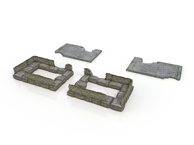 Ancient Stone Building Structures With Square Frames And Flat Slabs 3d model