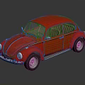 Classic Red Volkswagen Beetle Car With Vintage Design And Shiny Exterior 3d model
