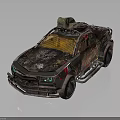 Custom Off Road Vehicle With Rustic Metal Body Colorful Patterns Mesh Grille And Roof Equipment