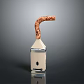 White Square Base Equipment with Curved Red Textured Tube and Small Hole