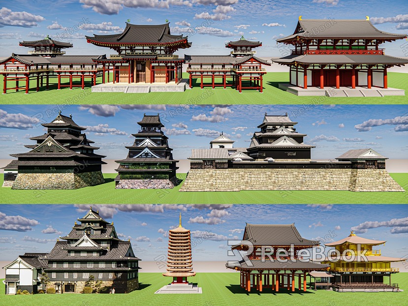 Japanese-style ancient architecture model