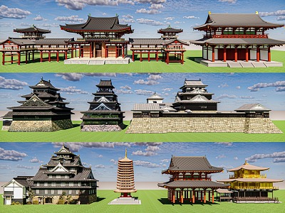 Japanese-style ancient architecture model