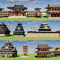 Japanese-style ancient architecture 3d model