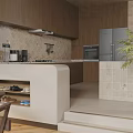 Modern Cozy Living Dining Room Interior With Brown Sofas TV Stand And Curtains