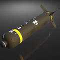 Olive Green Military Bomb With Yellow Stripes And Tail Fins Design