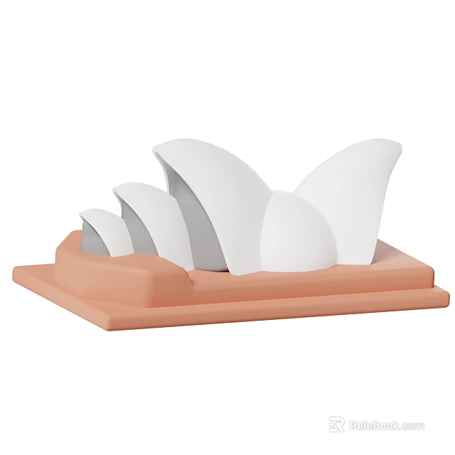 White Shell Shaped Roof Sydney Opera House Architectural Model On Orange Base 3d model 