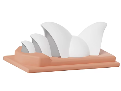 White Shell Shaped Roof Sydney Opera House Architectural Model On Orange Base 3d model