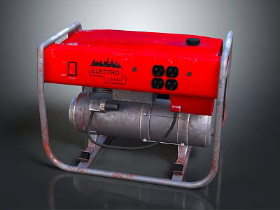 Red Master ELECTRO Industrial Generator With Metal Frame And Power Outlets 3d model
