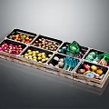 Colorful Fresh Assorted Vegetables Arranged in Wooden Multi Compartment Tray