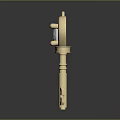Golden Key With Crown Shaped Top And Transparent Gemstone In Center