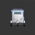 Elderly Man Riding Lambro 550 Tricycle With White And Blue Cabin Design