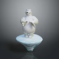 Cute White Polar Bear Cartoon Figure Standing On Iceberg Platform