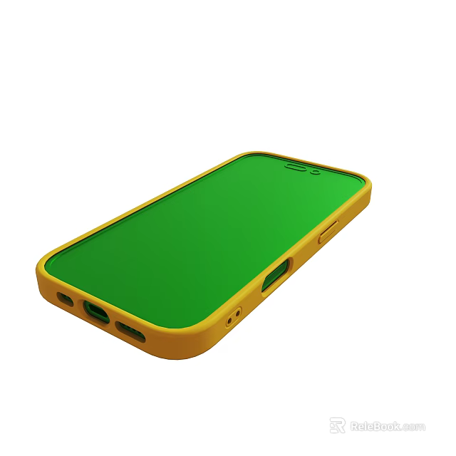 Yellow Border Green Back Silicone Phone Case With Precise Cutouts Design 3d model