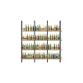 Organized Display Shelves With Various Bottles Arranged In Multiple Rows