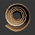 Brown Textured Rolled Paper Scroll on Dark Background with Reflection Effect 3d model