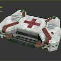 Red Cross Medical Tech Device With Metallic Design And Control Elements 3d model